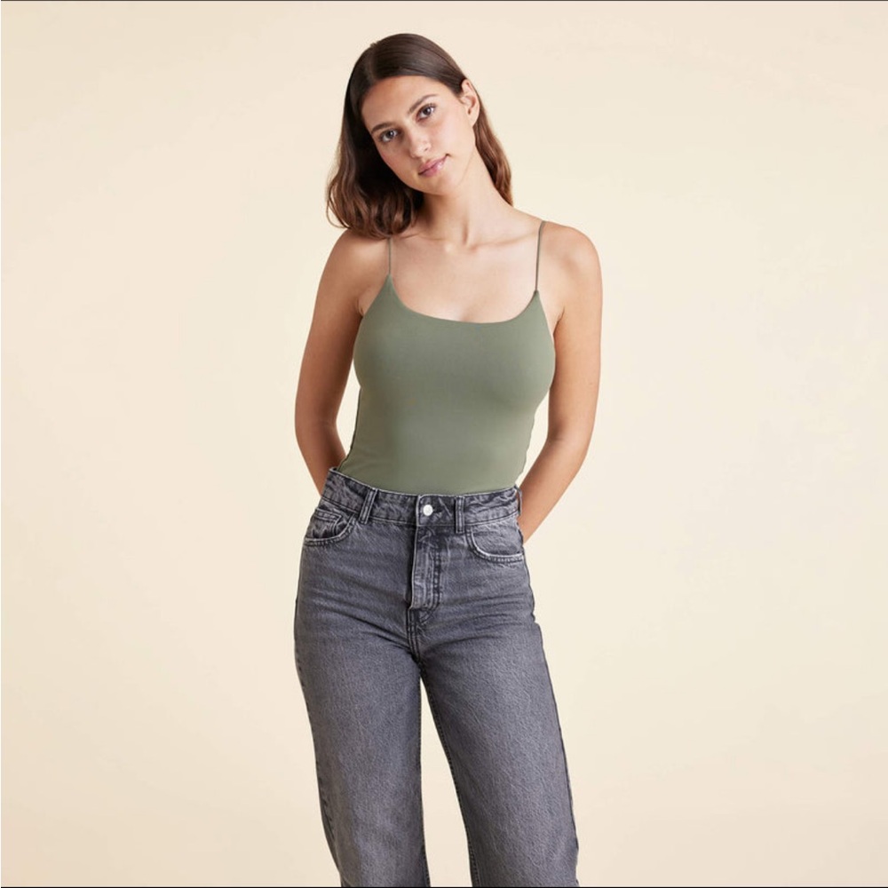 Nuuds olive green tank bodysuit size M
